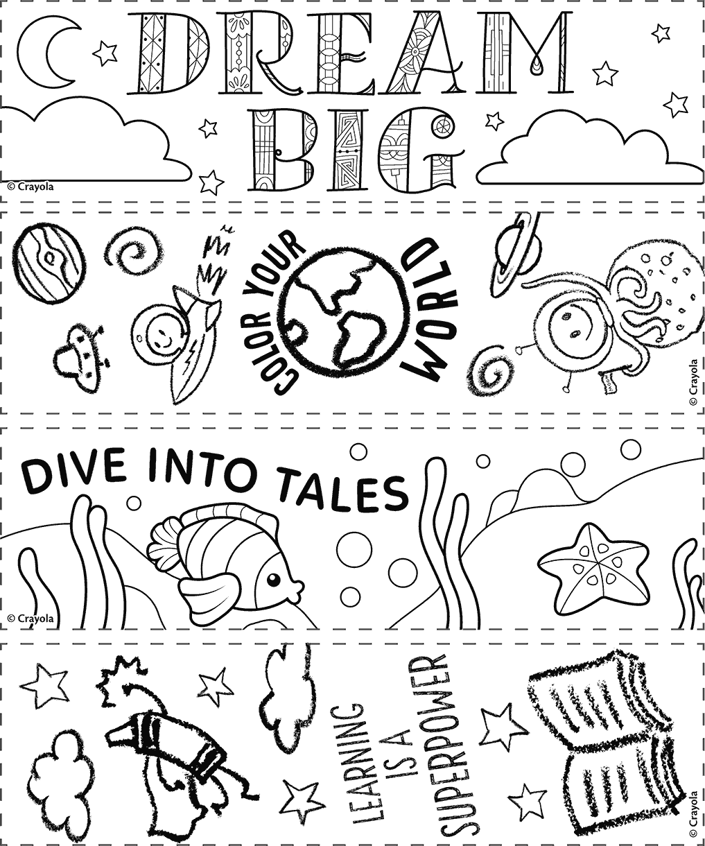 Free Dream Big Printable Bookmarks To Color
