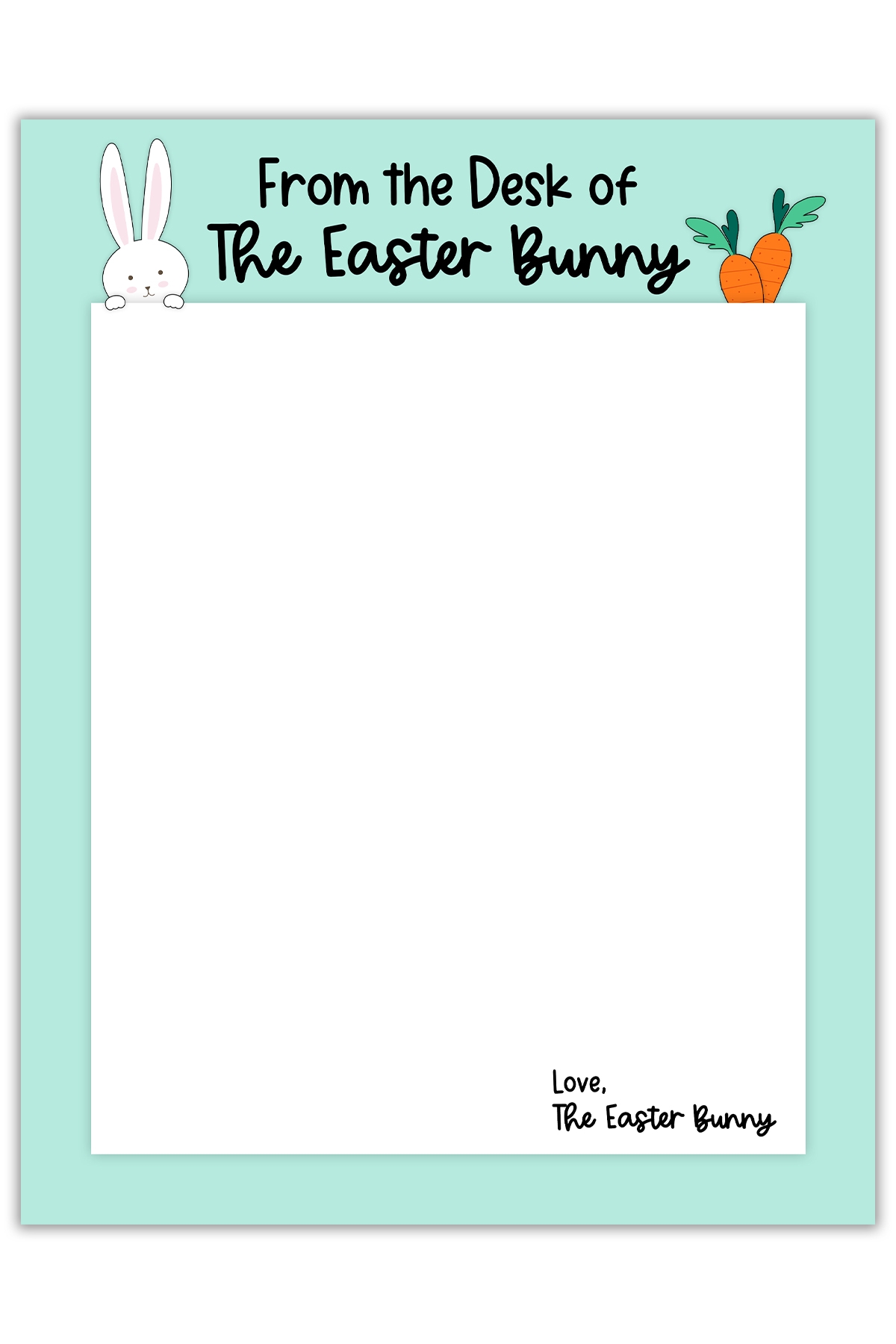 Free Easter Bunny Note Printable Editable Letter Templates