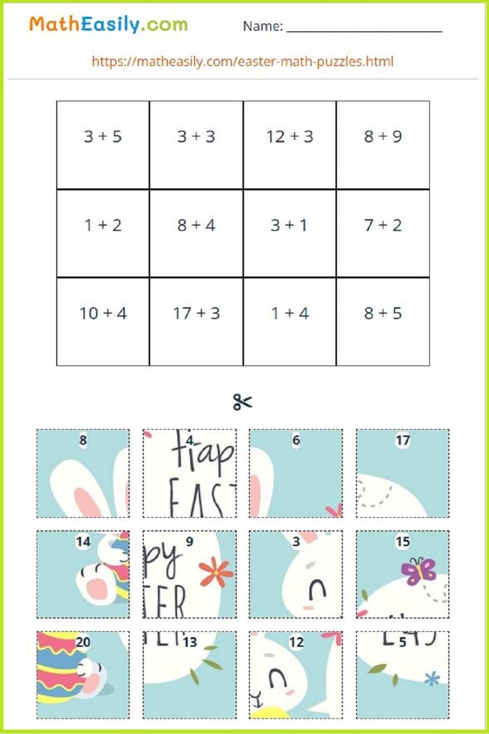 Free Easter Math Puzzles PRINTABLE 