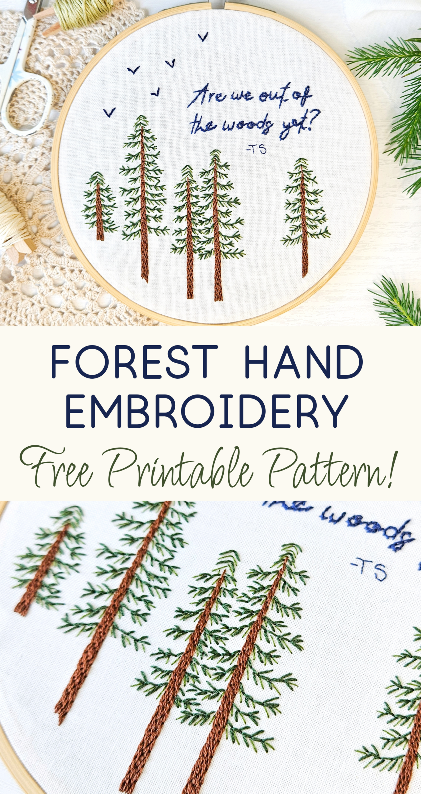 Free Embroidery Pattern Printable PDF Are We Out Of The Woods Yet