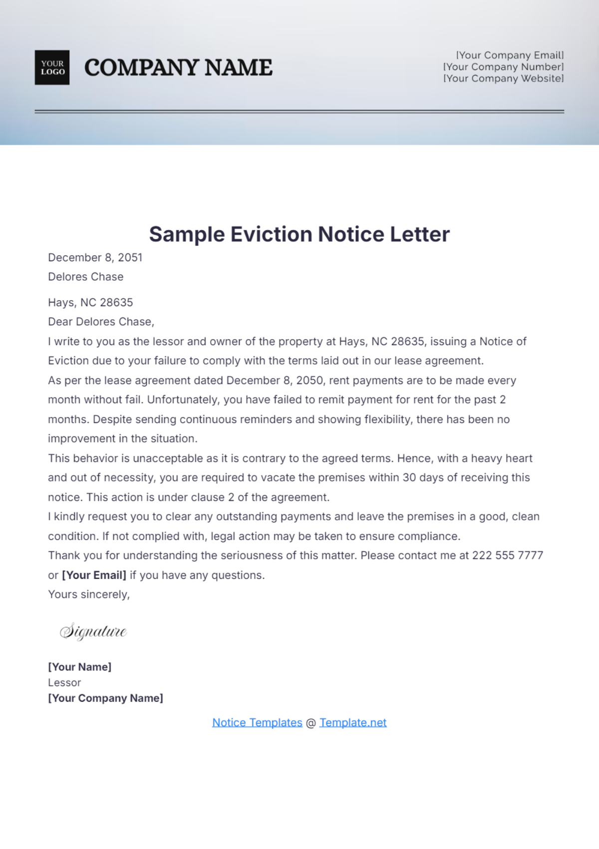 Free Eviction Letter Templates Editable And Printable