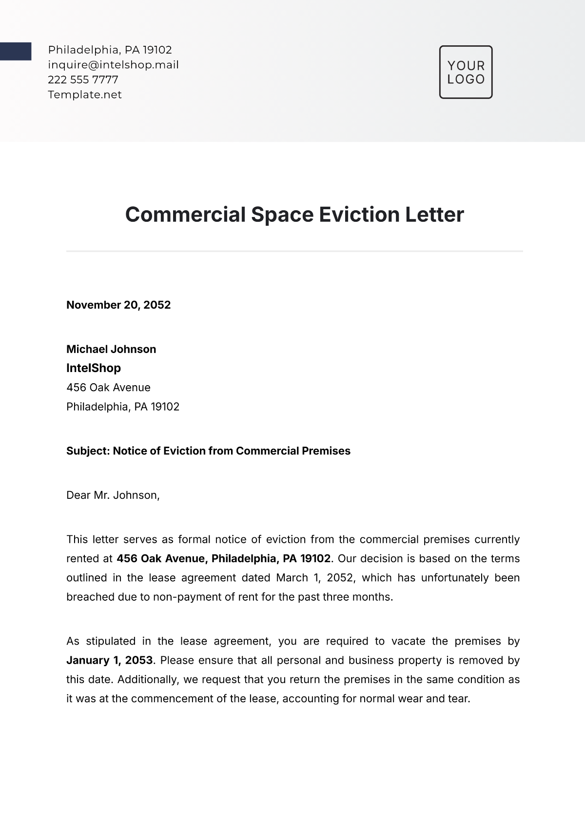 Free Eviction Letter Templates Editable And Printable Free Eviction Letter Templates Editable And Printable
