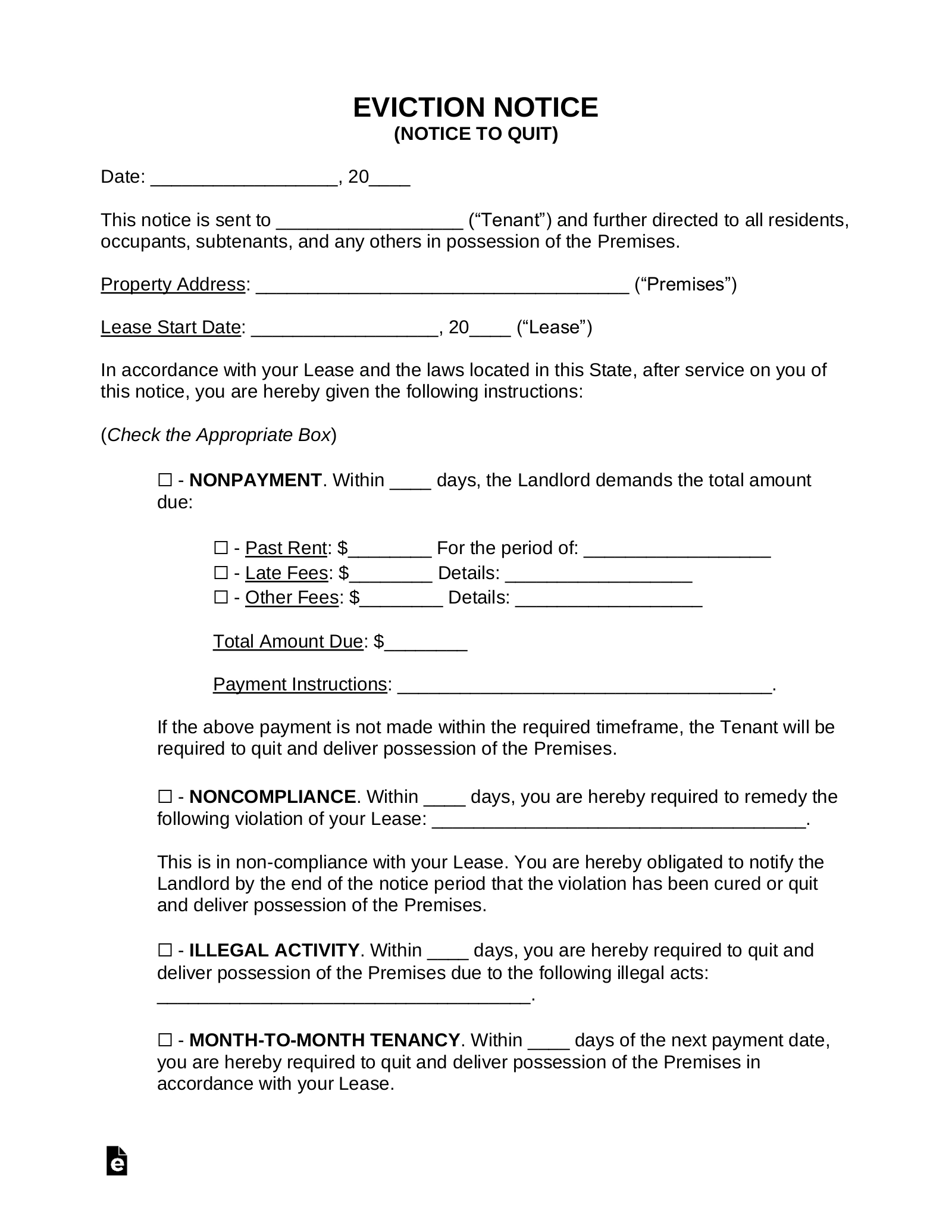 Free Eviction Notice Templates 4 PDF Word EForms Free Eviction Notice Templates 4 PDF Word EForms