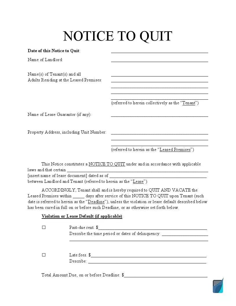 Free Eviction Notice Templates Notice To Vacate Forms 