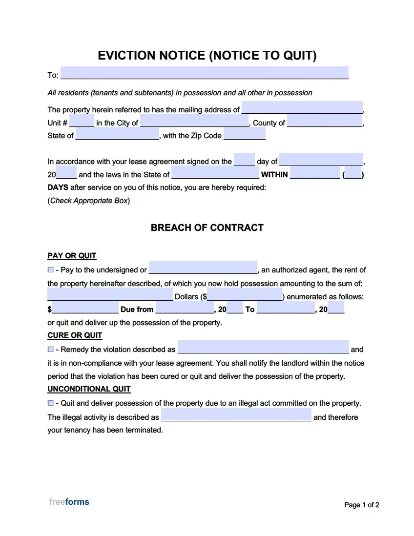Free Eviction Notice Templates PDF Word Free Eviction Notice Templates PDF Word