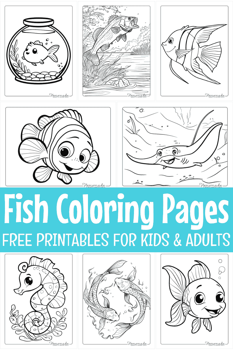 Free Fish Coloring Pages For Kids Adults PDF Printables 