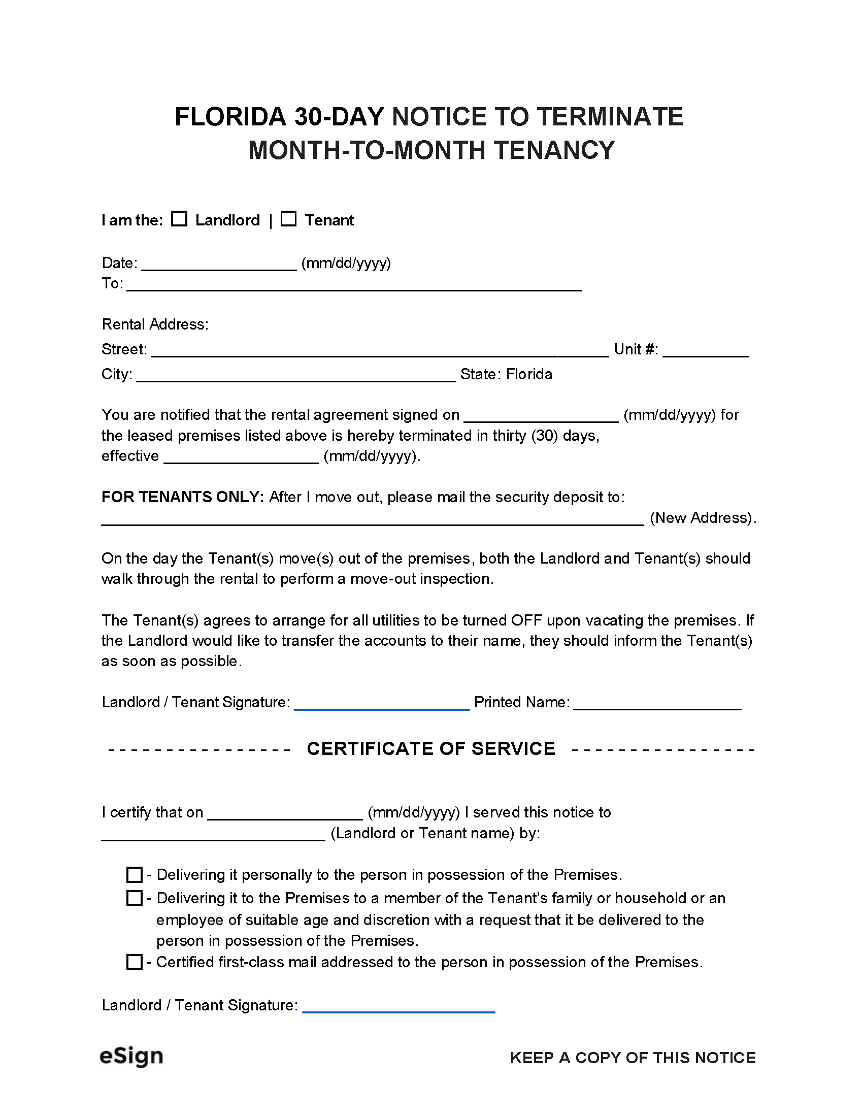 Free Florida 30 Day Notice To Quit Lease Termination Letter PDF Word Free Florida 30 Day Notice To Quit Lease Termination Letter PDF Word