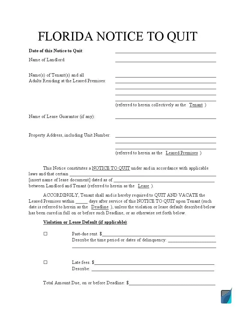 Free Florida Eviction Notice Forms FL Notice To Quit FormsPal Free Florida Eviction Notice Forms FL Notice To Quit FormsPal