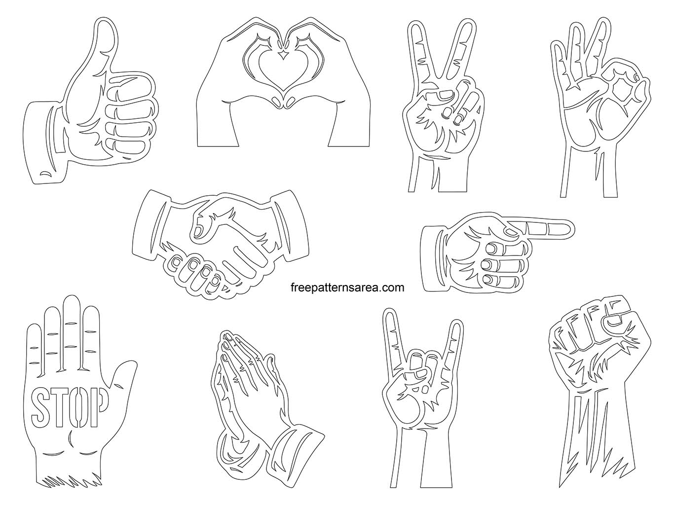 Free Hand Symbol PDF Templates Printable Outlines FreePatternsArea