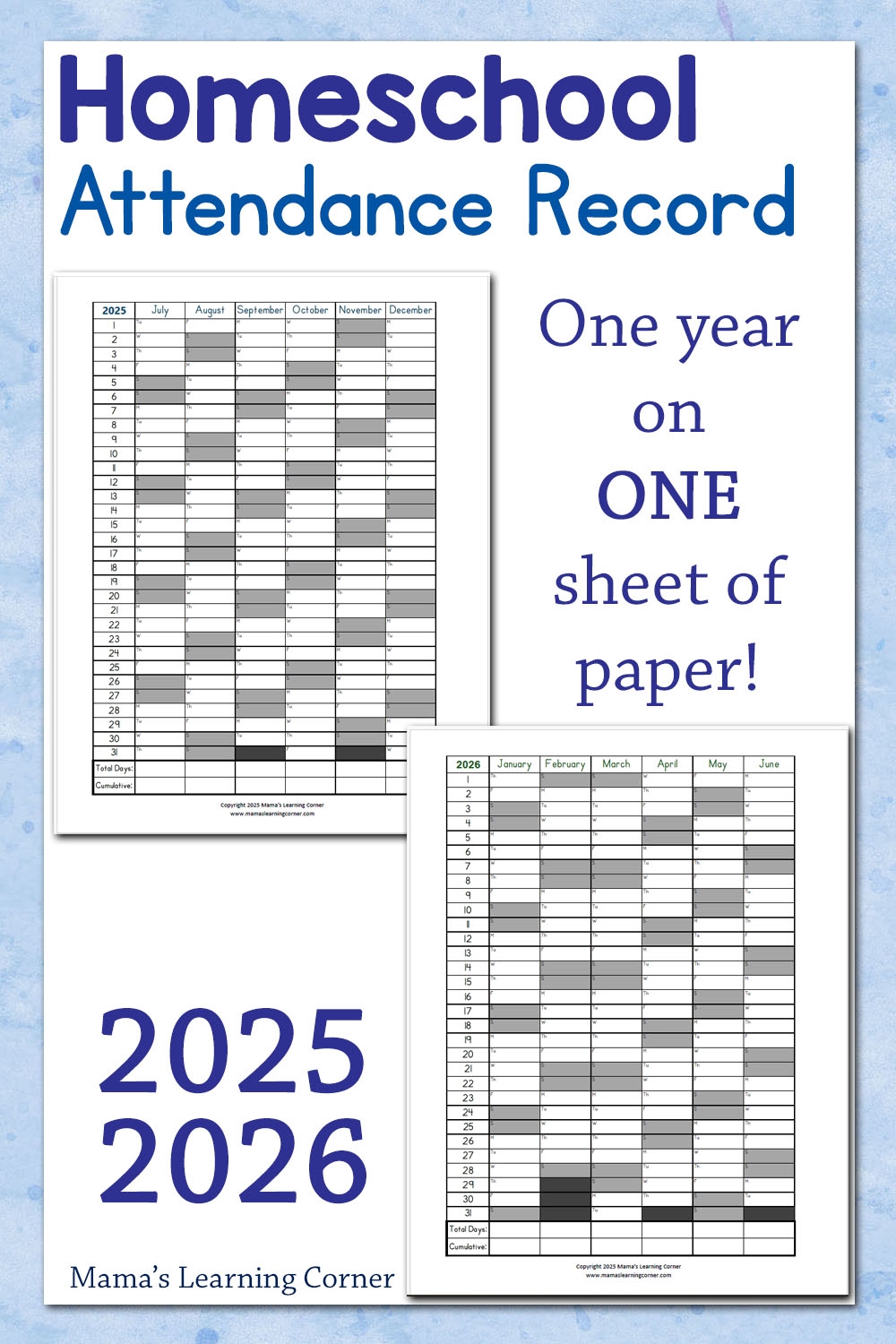 Free Homeschool Attendance Record For 2025 2026 Mamas Learning Corner