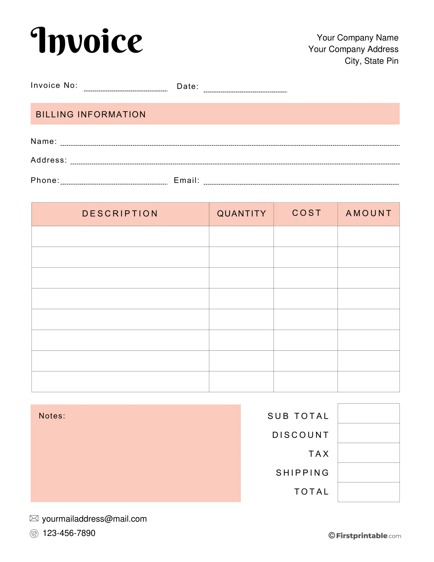 Free Invoice Template Blank Printable Download Free Invoice Template Blank Printable Download