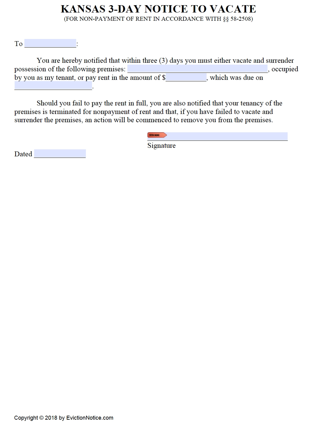 Free Kansas Eviction Notices