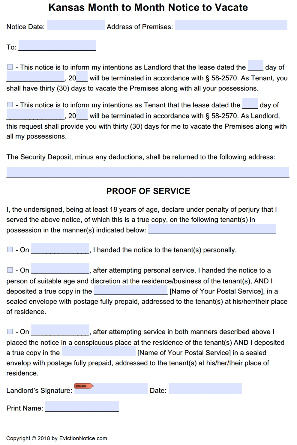 Free Kansas Eviction Notices