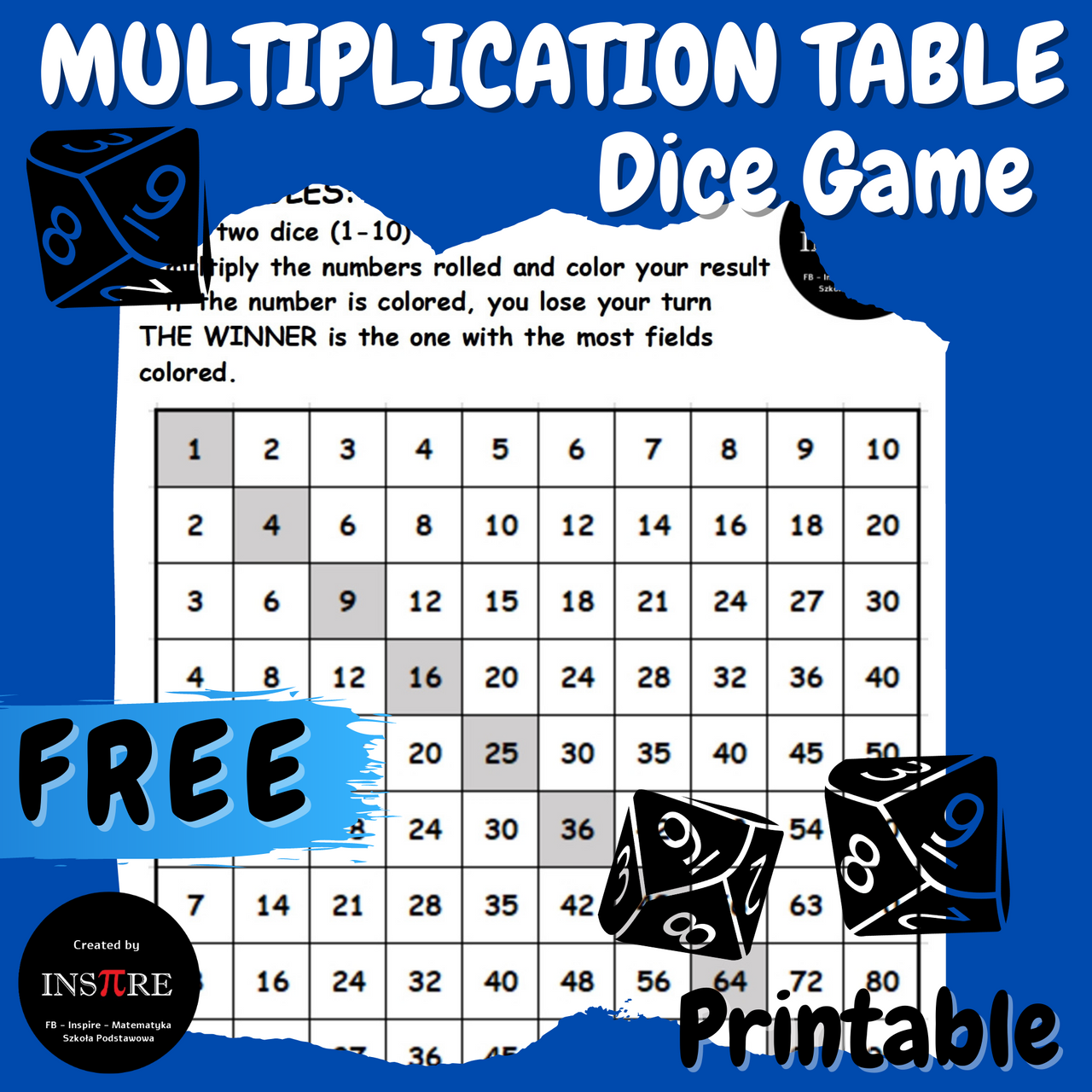 FREE Multiplication Table Math Dice Game For Fact To 10 Fluency Printable Amped Up Learning