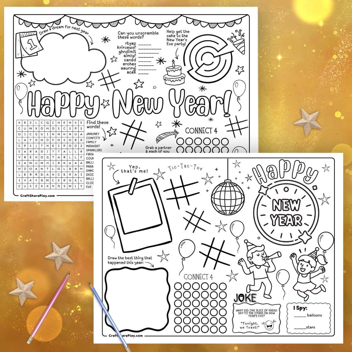 Free New Year s Printable Placemat Activity Craft Share Play