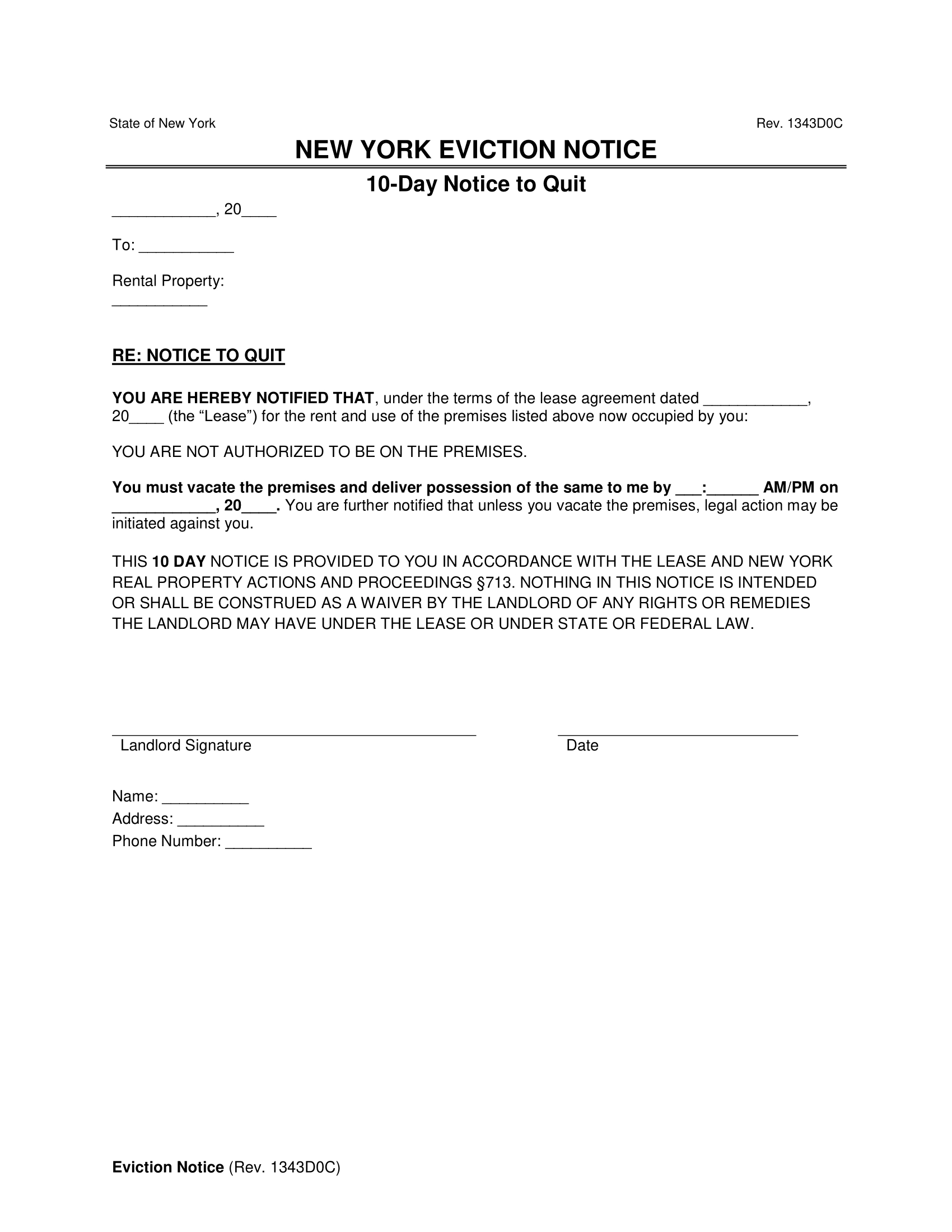 Free New York Eviction Notice Forms PDF Word Free New York Eviction Notice Forms PDF Word