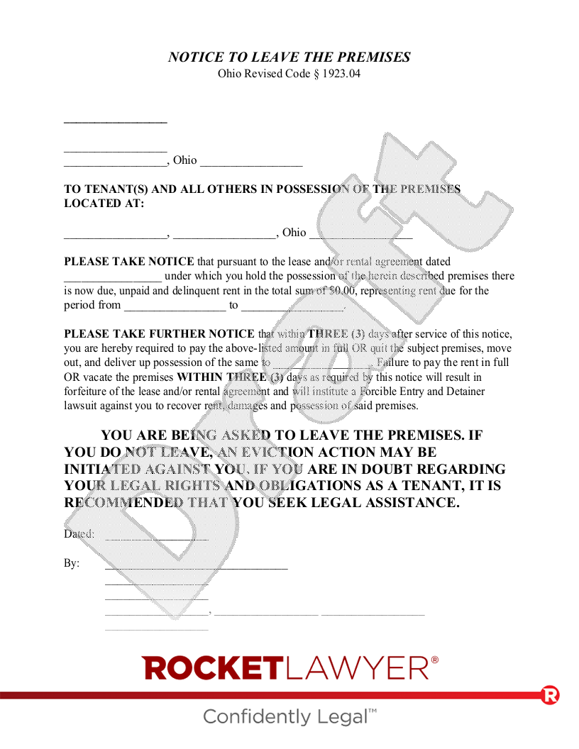 Free OH Eviction Notice Make Download Rocket Lawyer