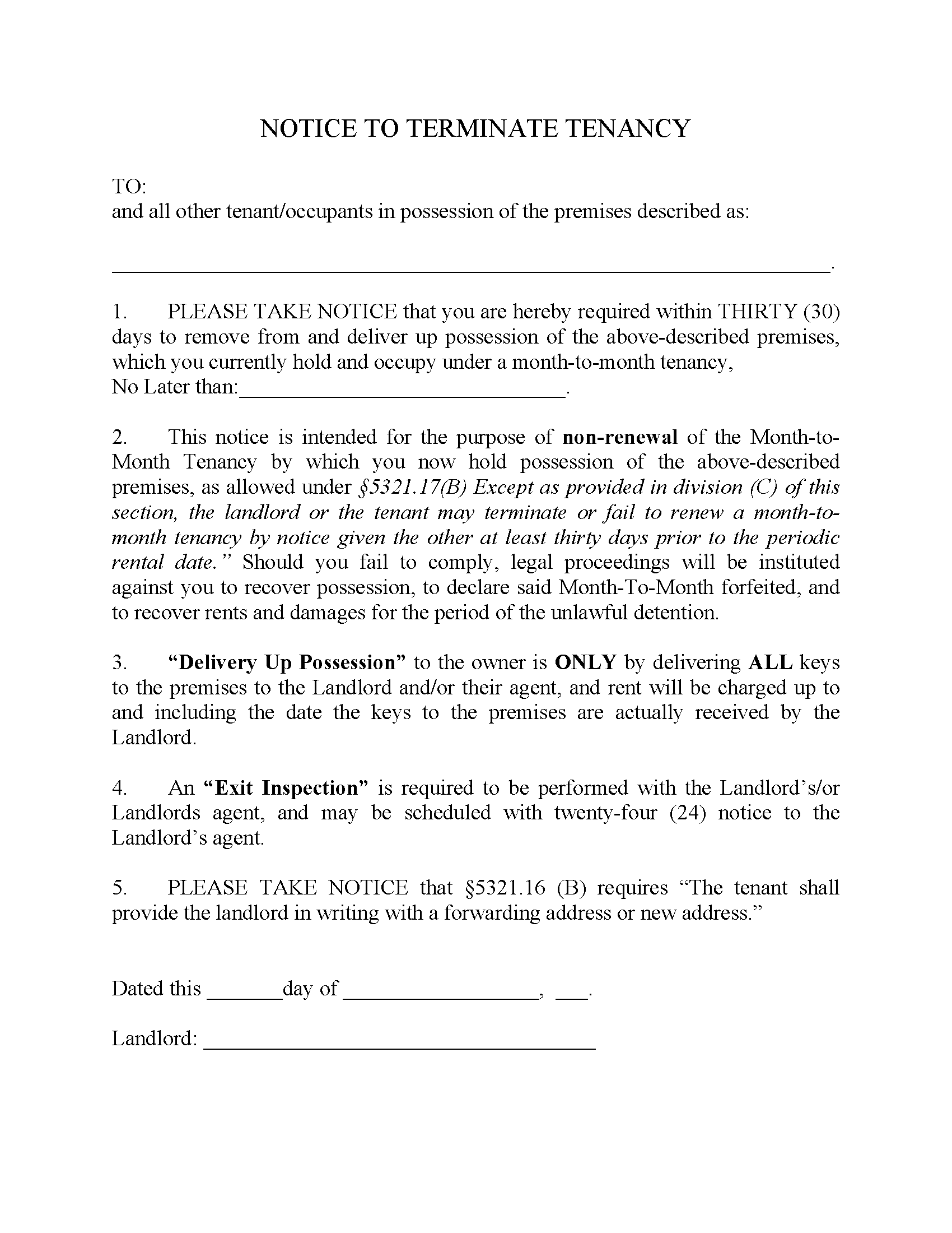 Free Ohio 30 Day Notice To Quit Lease Termination Letter PDF Free Ohio 30 Day Notice To Quit Lease Termination Letter PDF