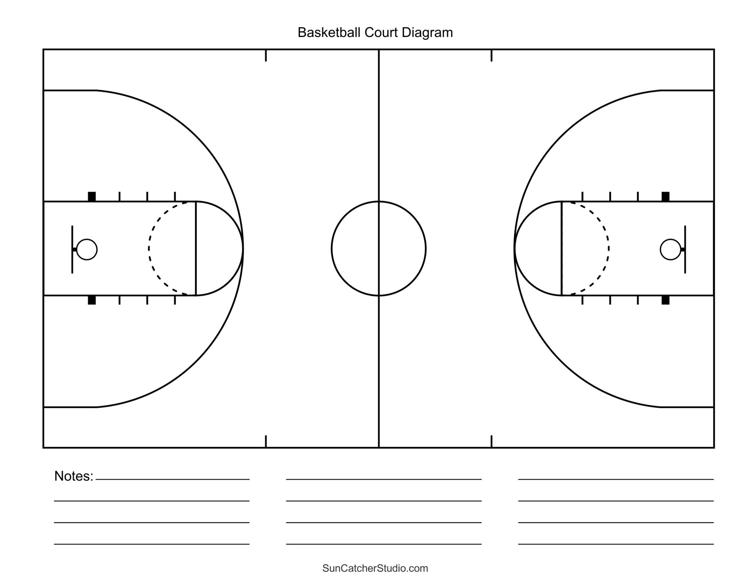 Free Printable Basketball Court Diagrams Layout Free Printables Lettering SVG Files Tools Apps