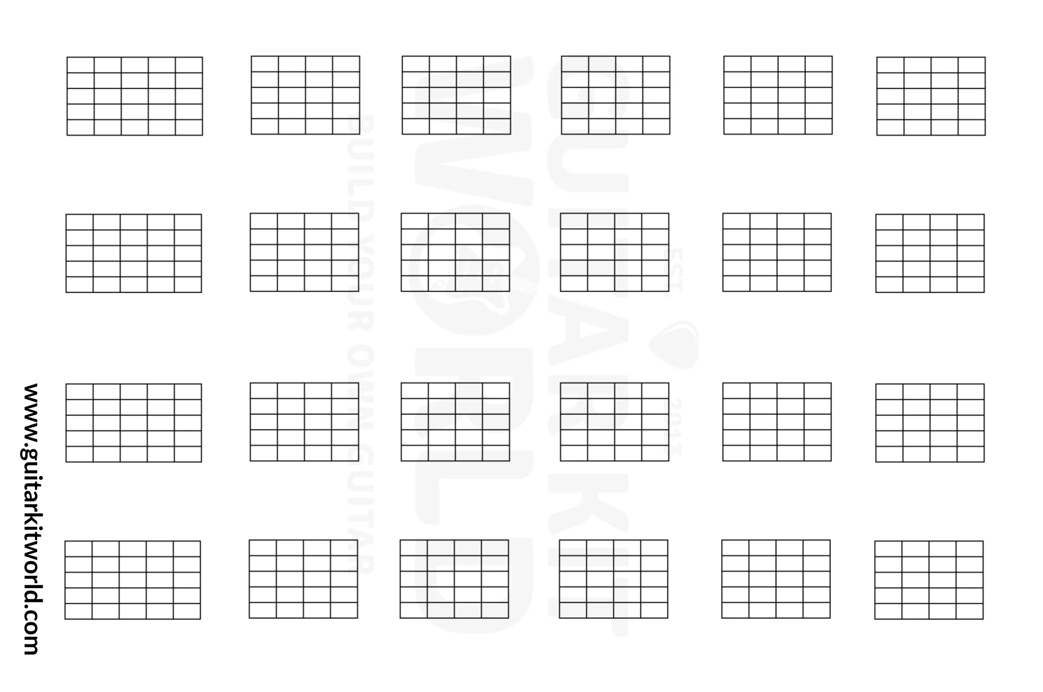 Free Printable Blank Guitar Chord Diagram Sheet 6 String Grid Templat Guitar Kit World