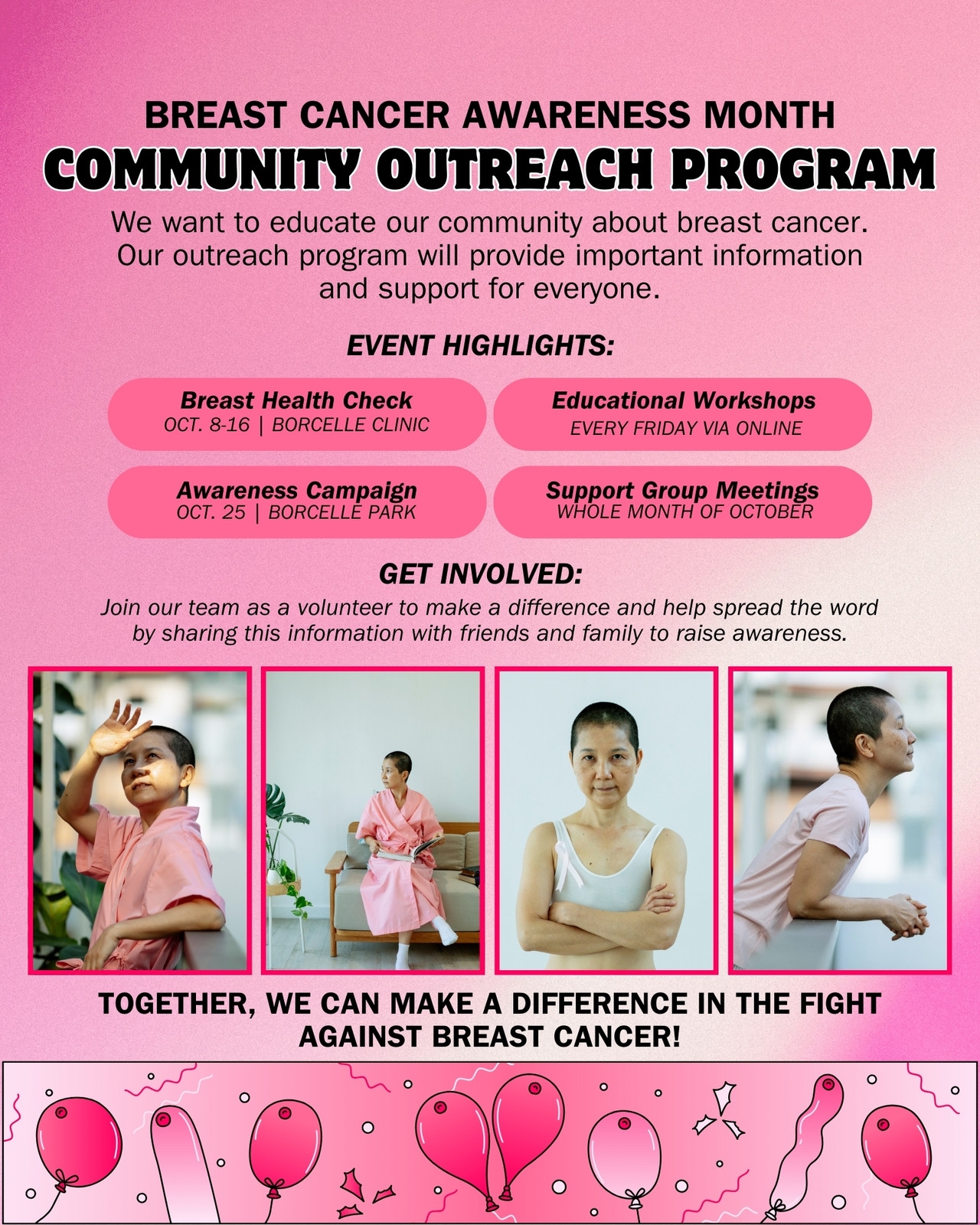 Free Printable Breast Cancer Awareness Poster Templates Canva