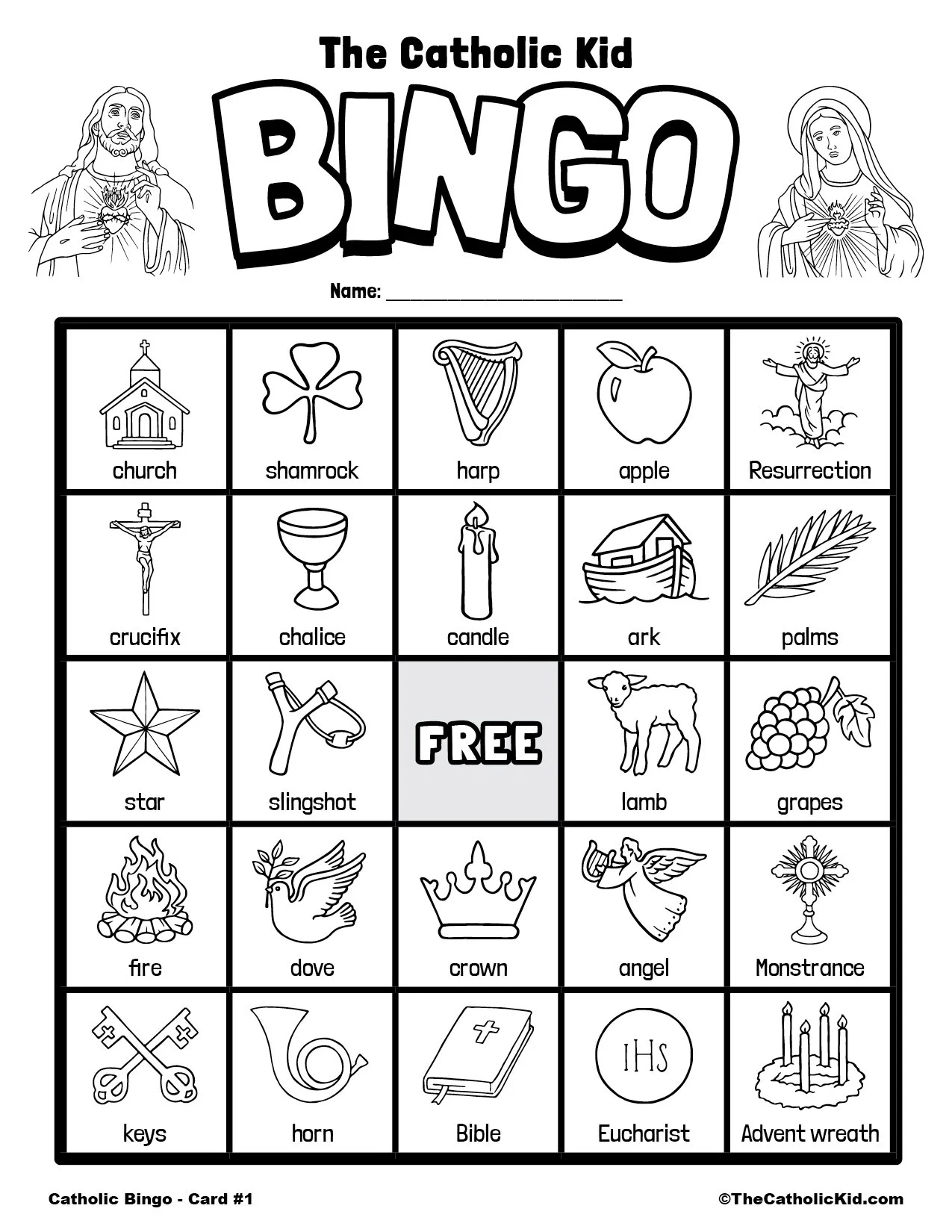 Free Printable Catholic Bingo Game Cards TheCatholicKid