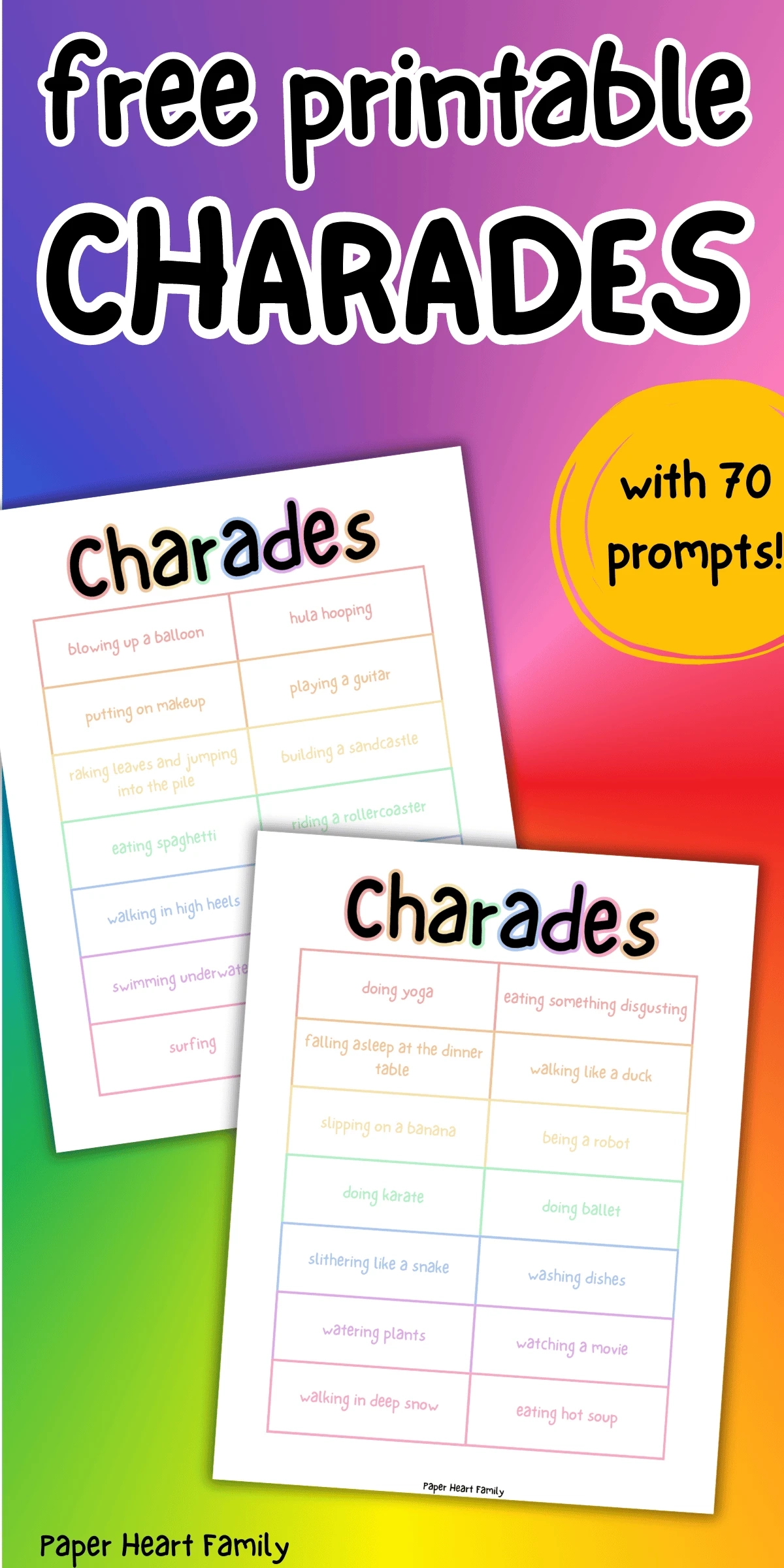 Free Printable Charades Game That s Perfect For Kids Of All Ages