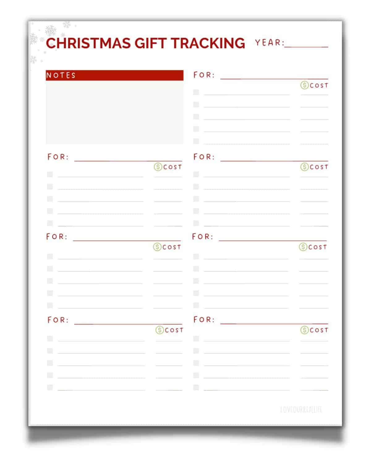 FREE Printable Christmas Gift Tracking List Get Organized Love Our Real Life