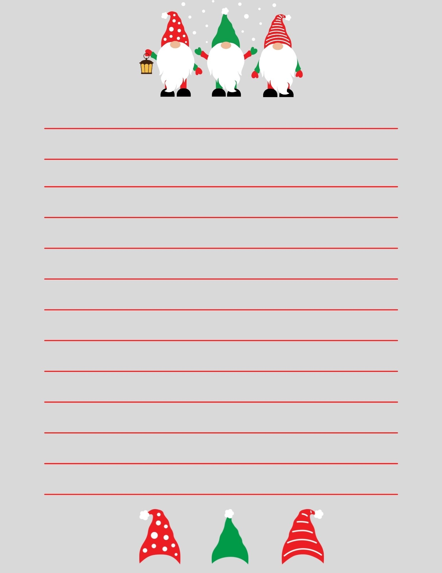 Free Printable Christmas Gnome Stationery 3 Designs 
