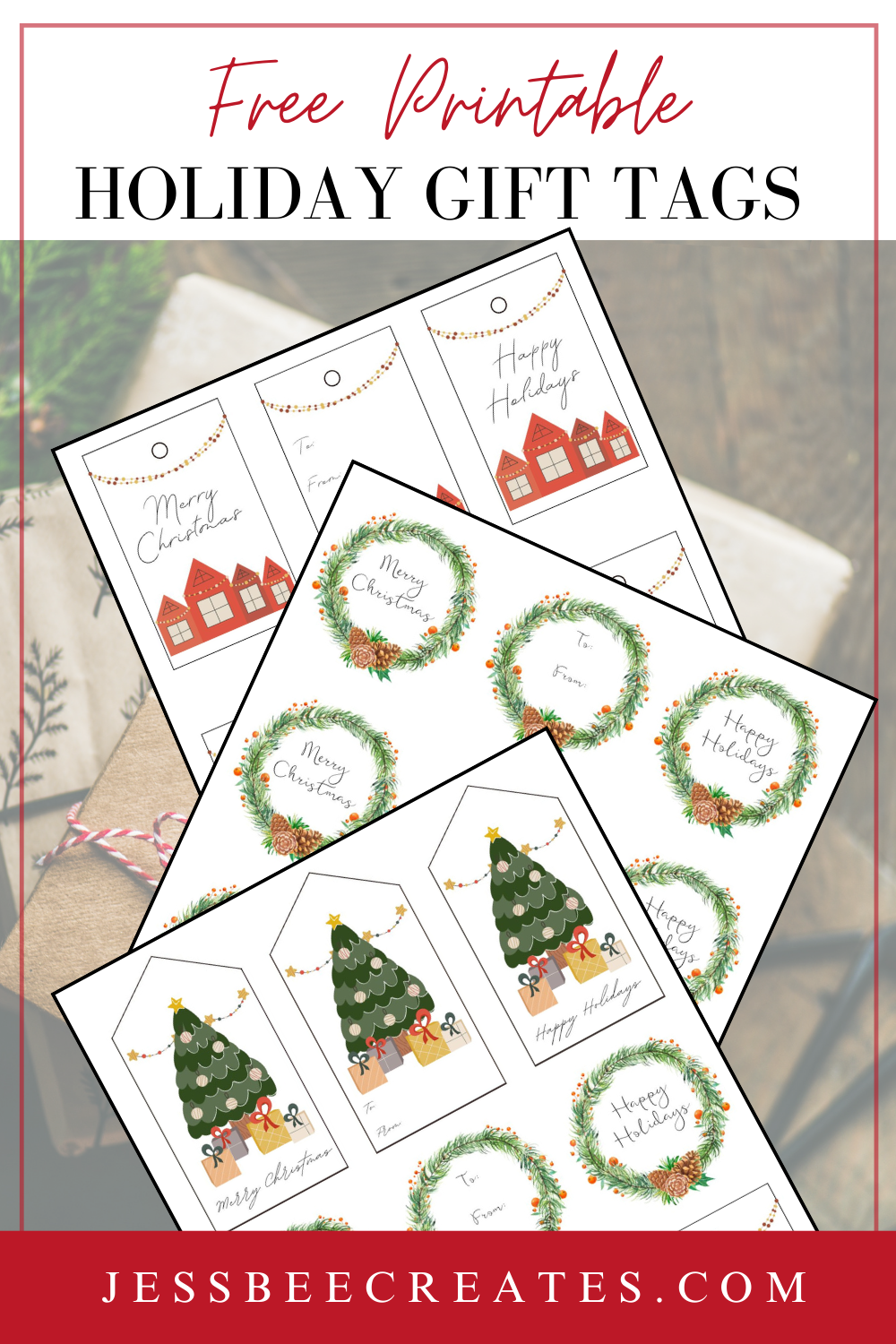 Free Printable Christmas Holiday Gift Tags JessBeeCreates