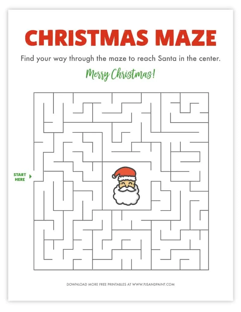 Free Printable Christmas Maze Christmas Games And Activities