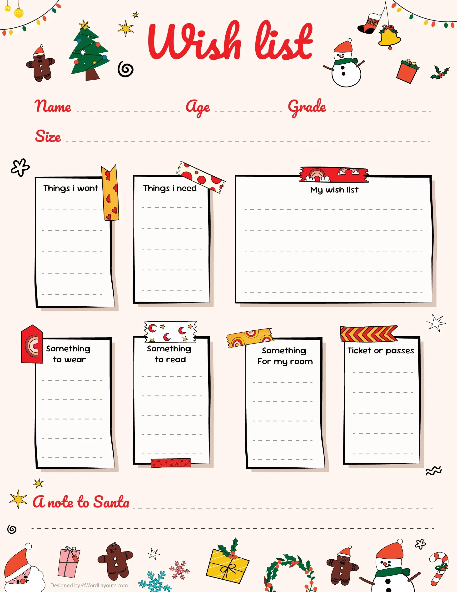Free Printable Christmas Wish List Templates Free Printable Christmas Wish List Templates