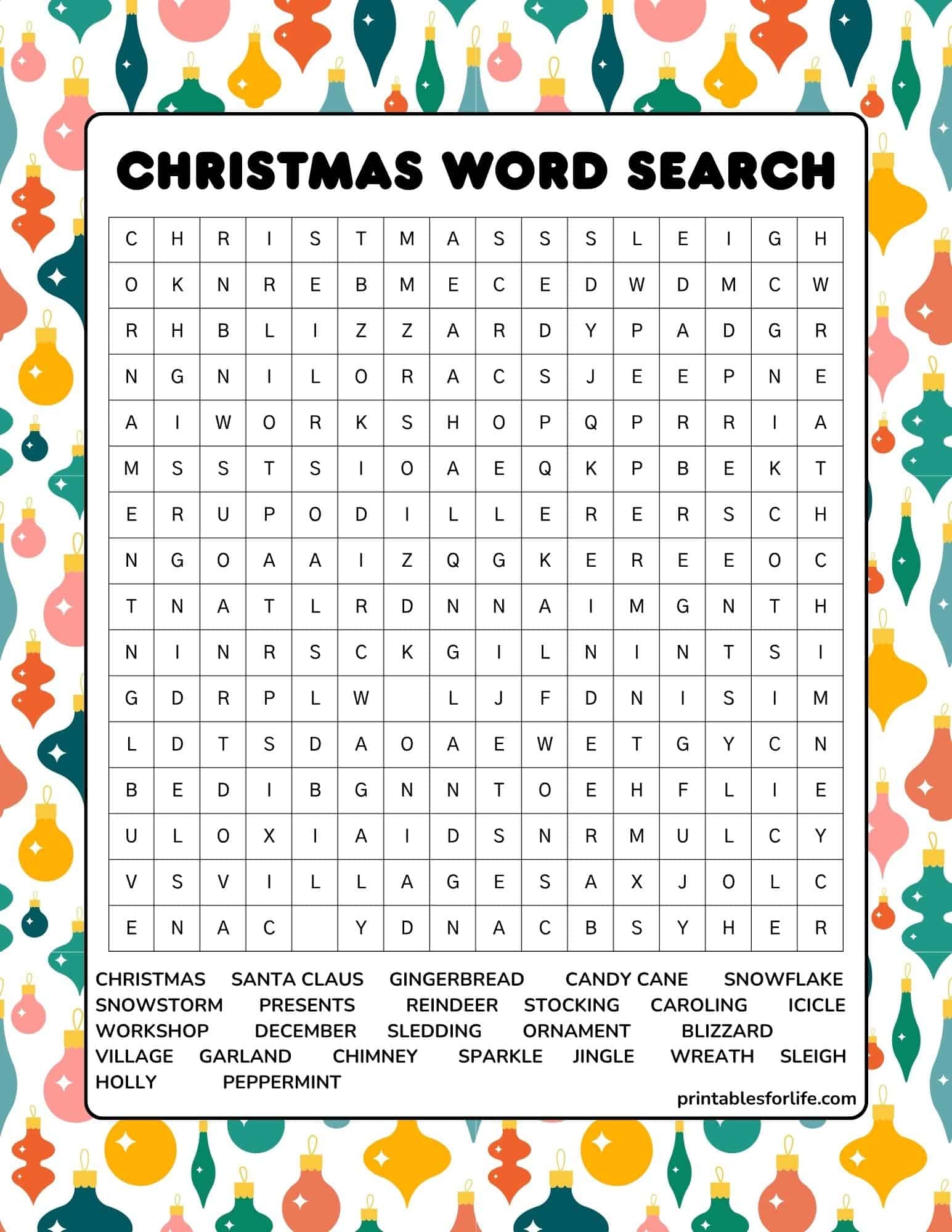FREE Printable Christmas Word Searches 3 Levels 