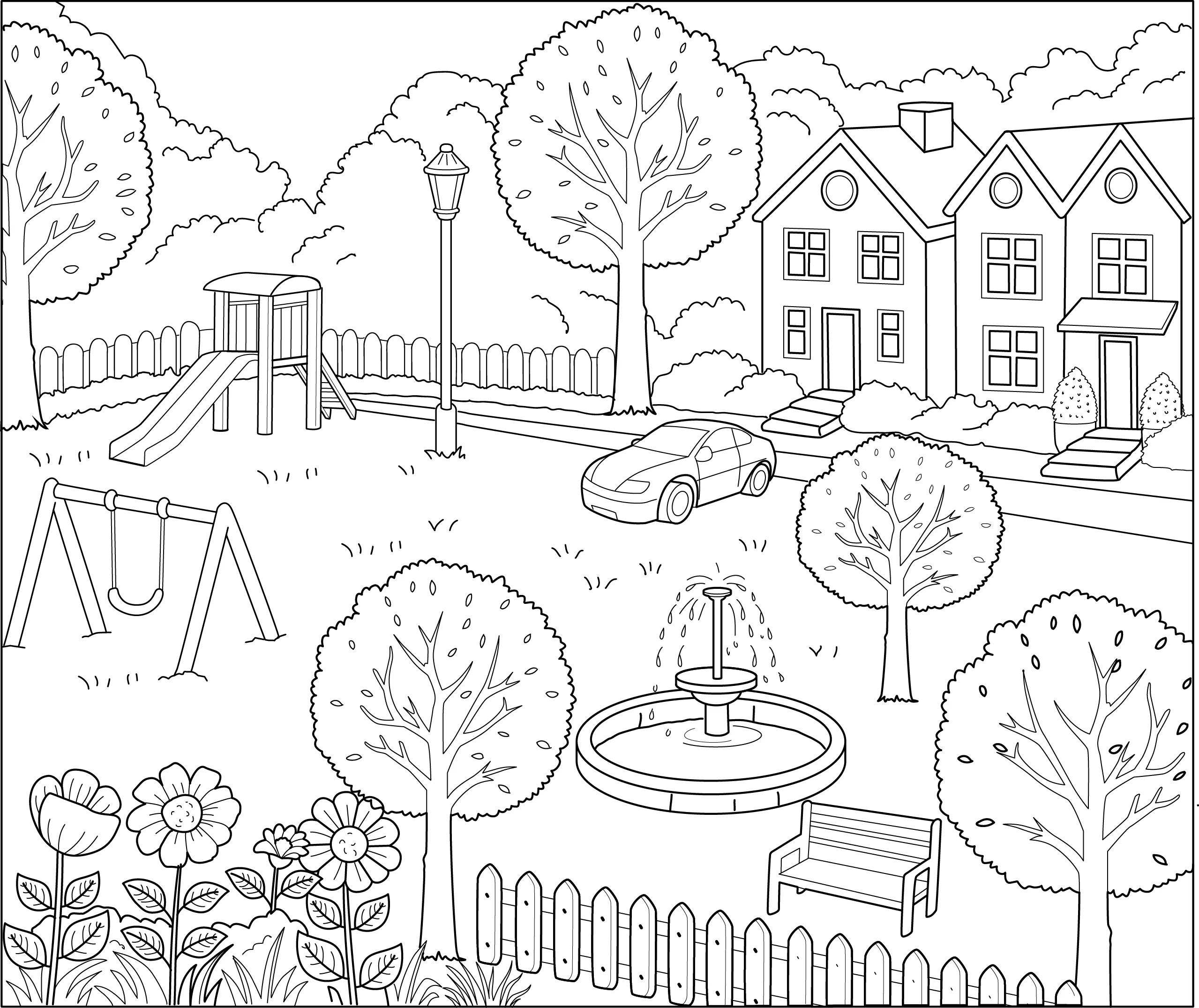 Free Printable City Garden Coloring Sheet For Kids