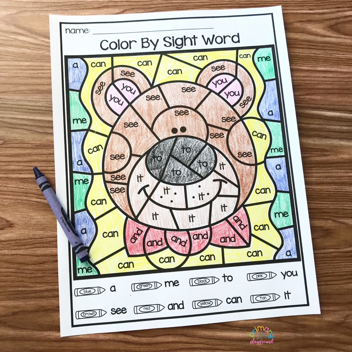 Free Printable Color By Code Sight Words Primary Playground