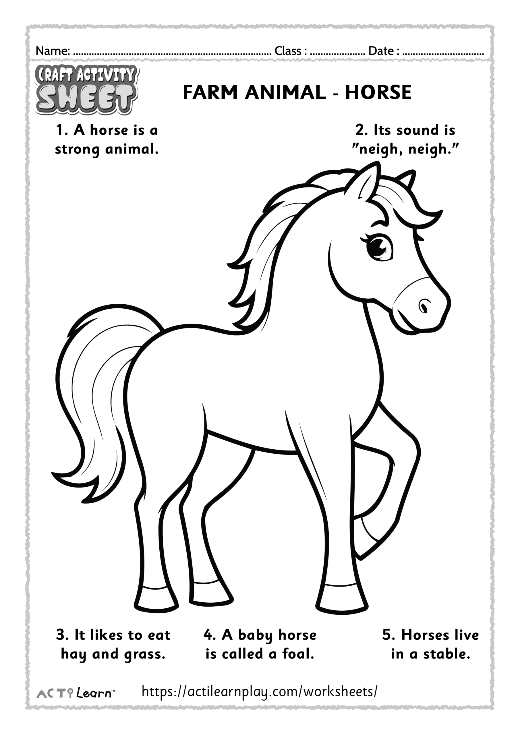 Free Printable Coloring Pages For Kids Horse