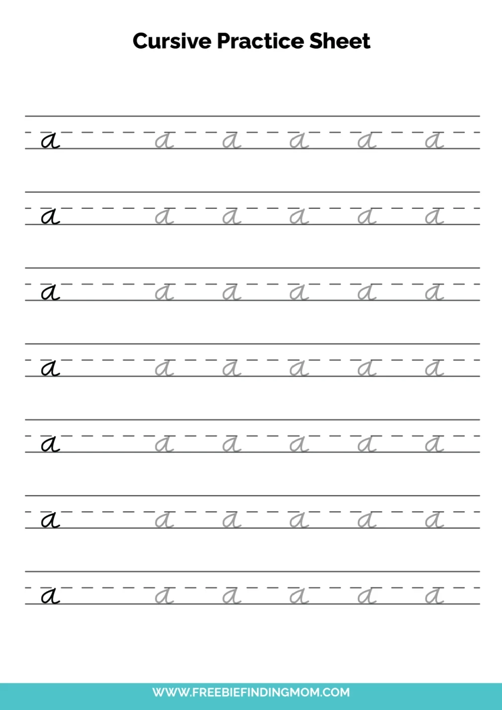 Free Printable Cursive Alphabet Practice Sheets Lowercase A