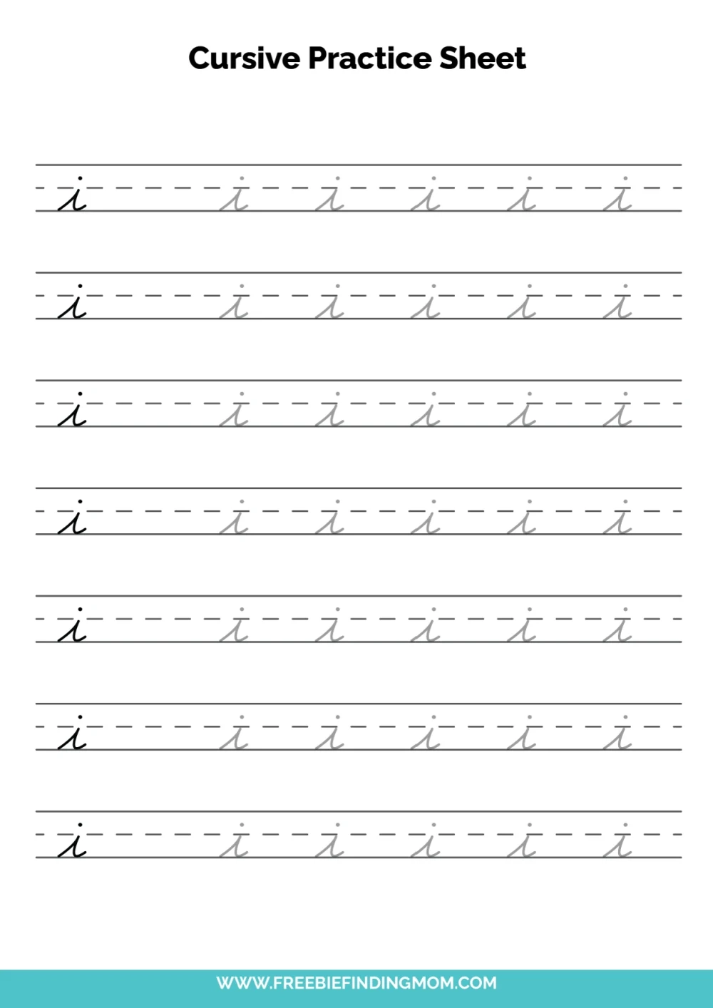 Free Printable Cursive Alphabet Practice Sheets Lowercase I