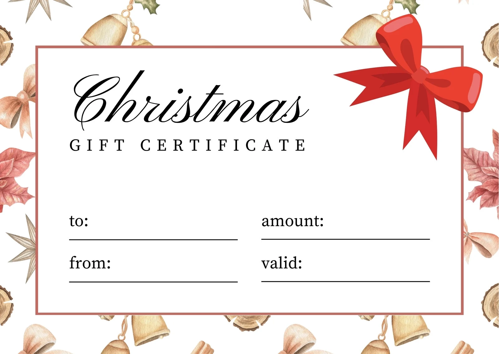 Free Printable Custom Christmas Gift Certificate Templates Canva