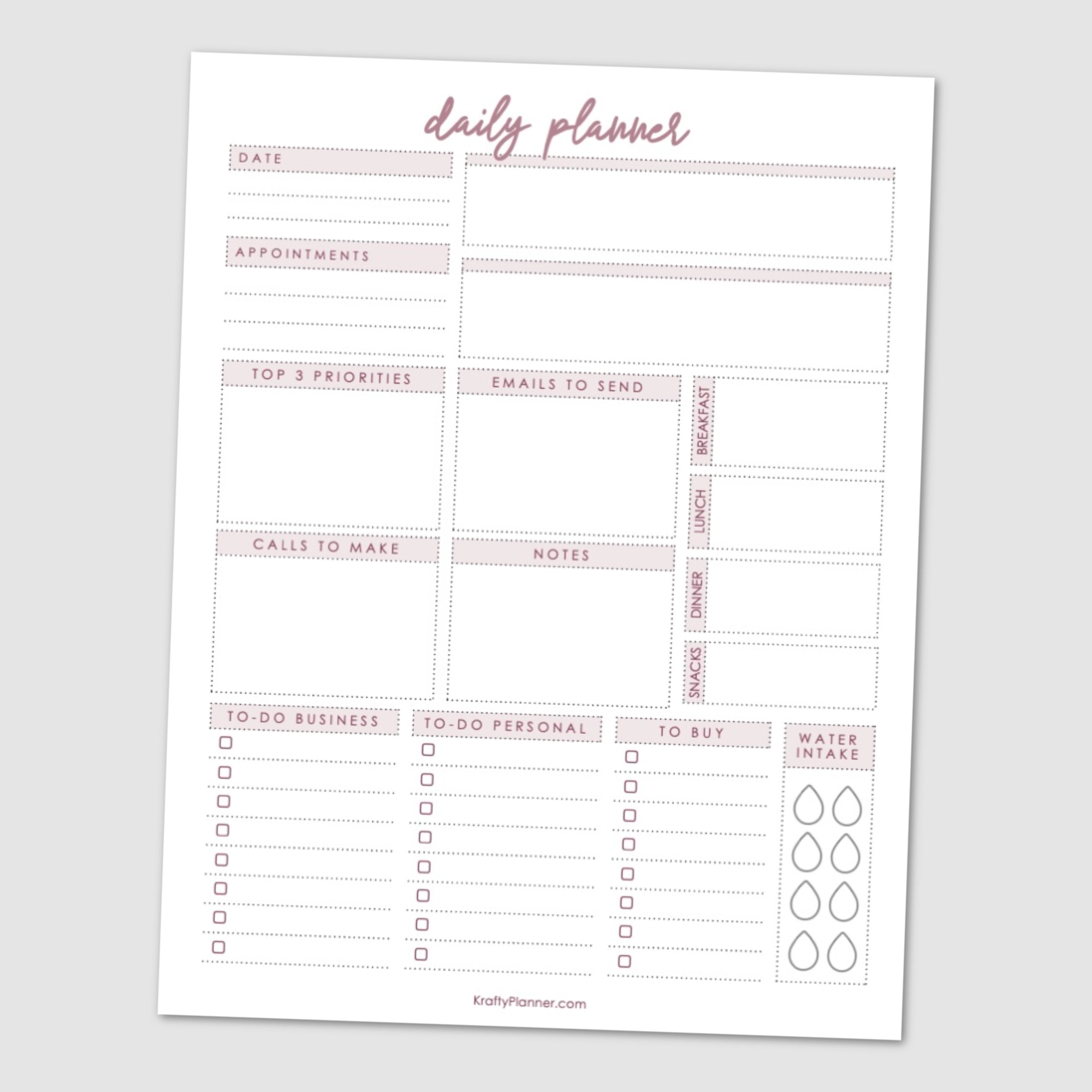 Free Printable Daily Planner Krafty Planner
