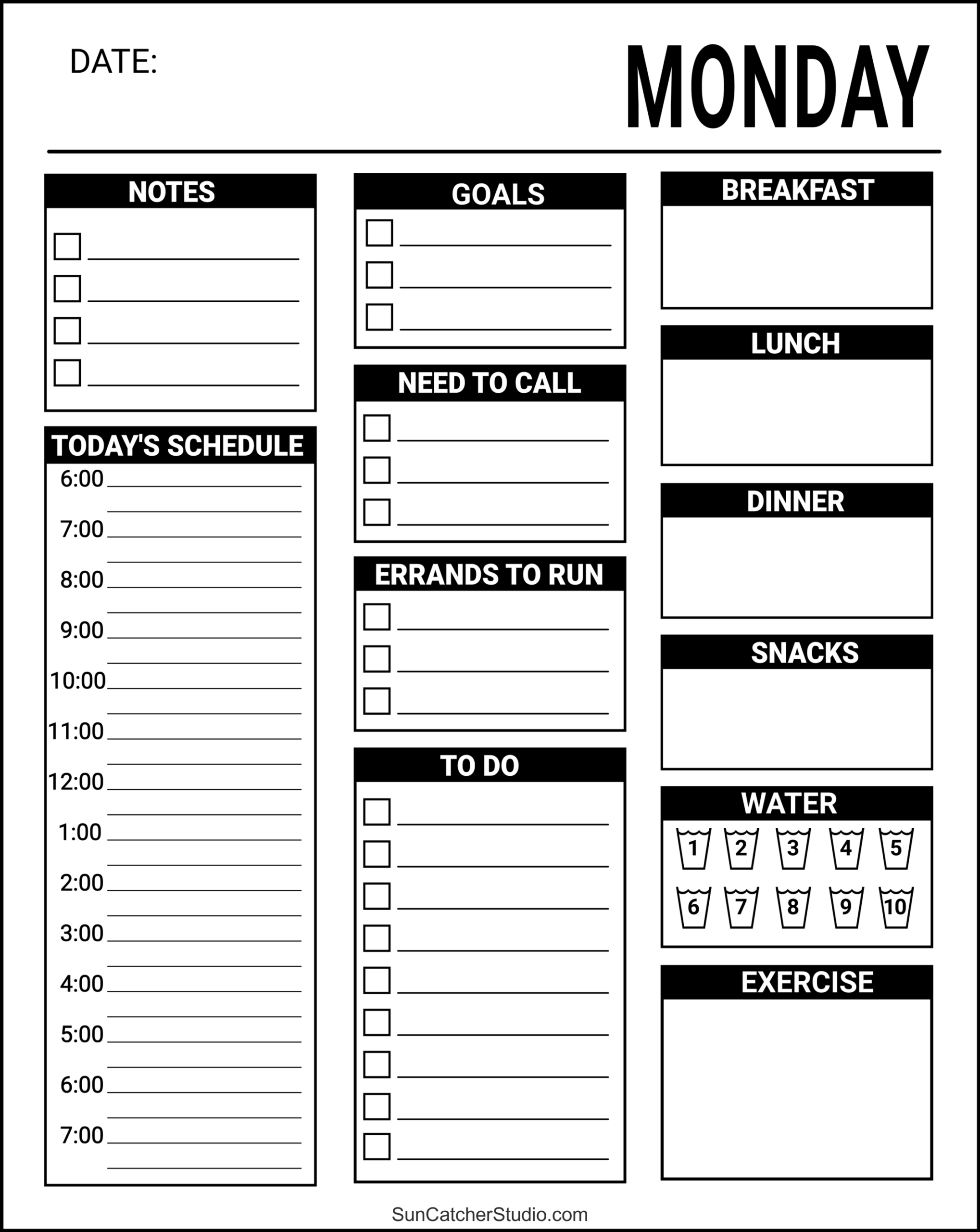 Free Printable Daily Planner Templates PDF Format Free Printables Lettering SVG Files Tools Apps