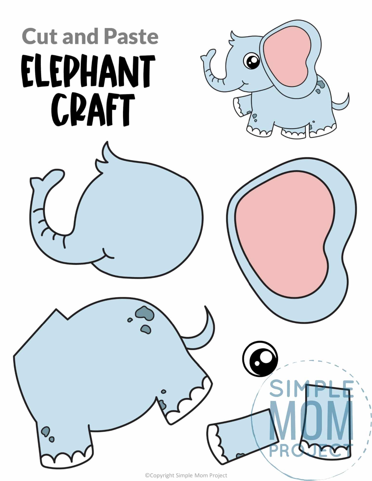 Free Printable Elephant Craft Template Simple Mom Project
