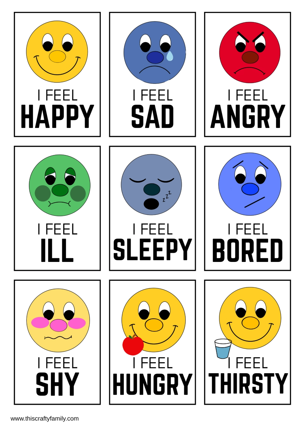 FREE Printable Emotions Flashcards This Crafty Family