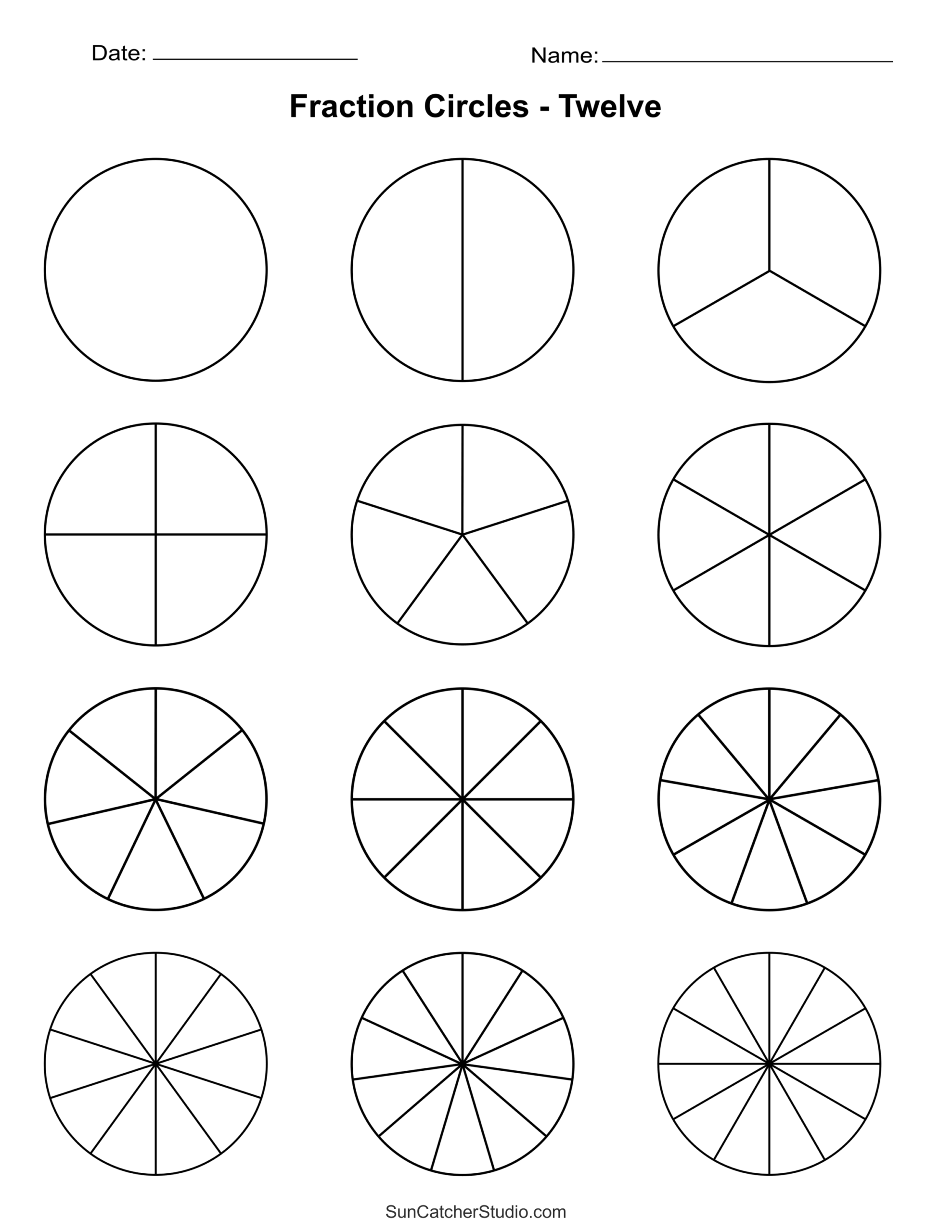Free Printable Fraction Circles Templates And Worksheets Free Printables Lettering SVG Files Tools Apps