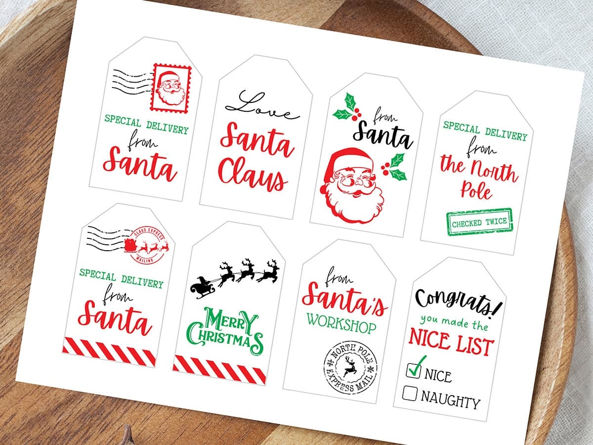 Free Printable From Santa Gift Tags For Christmas Aubree Originals
