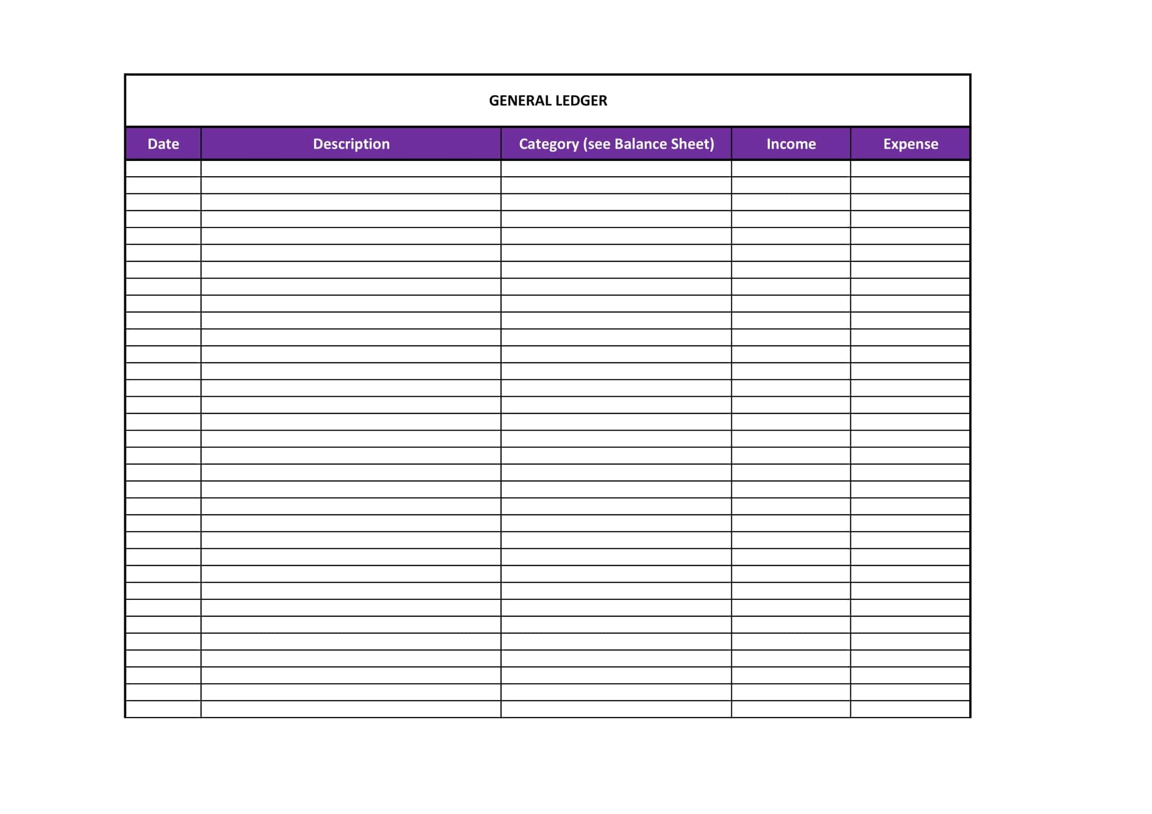 Free Printable General Ledger Templates Word Excel PDF Small Business