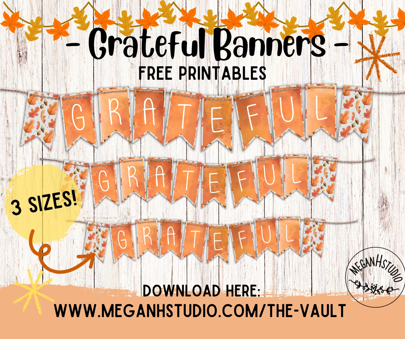 Free Printable Grateful Banners MeganHStudio