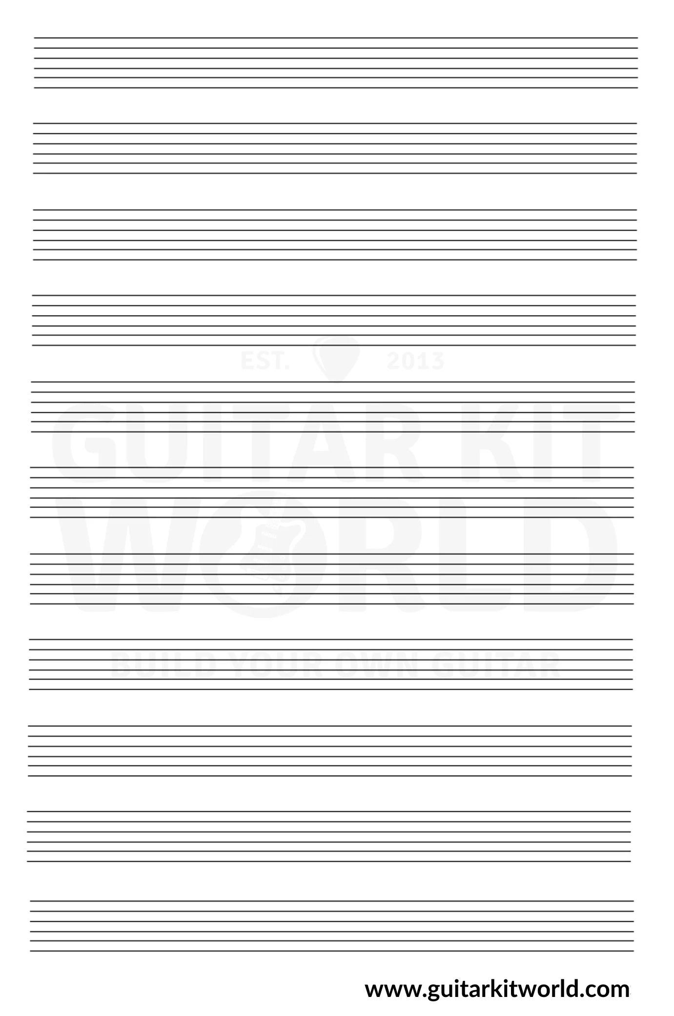 Free Printable Guitar Tab Blank Manuscript Paper Guitar Kit World