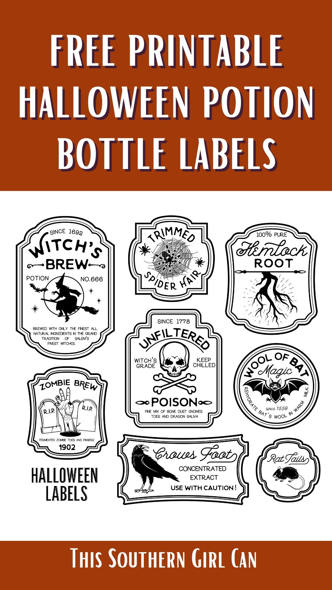 Free Printable Halloween Potion Bottle Labels