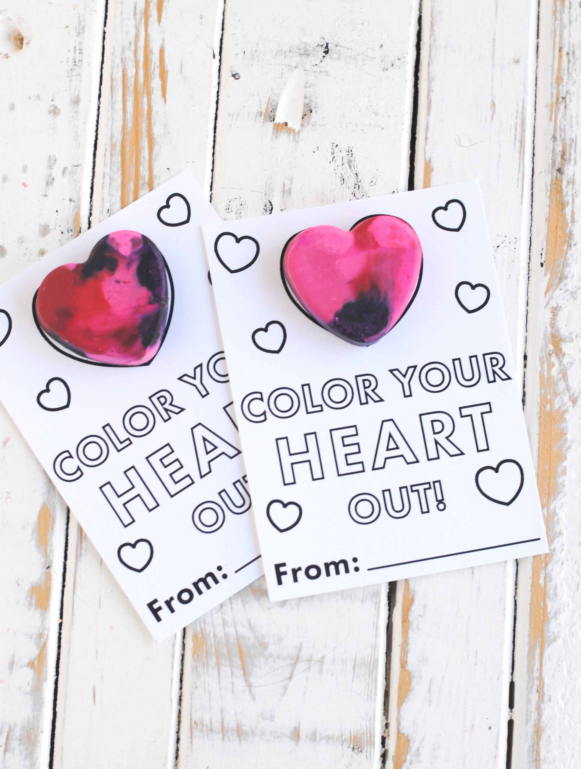 Free Printable Heart Crayon Valentine 